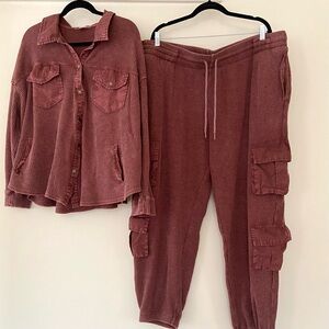 Hard Tail Dusty Rose Track Pants and Jacket Set